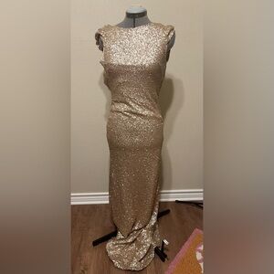 Vintage SORELLA VITA Gold Sequin Sleeveless Gown